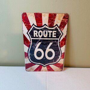 Route 66 Metal Sign Vintage Look Rusty Look Novelty Sign Metal Wall Art